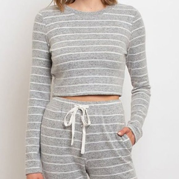 LONG 2-TONE STRIPED LOUNGE SET - Picture 2 of 4